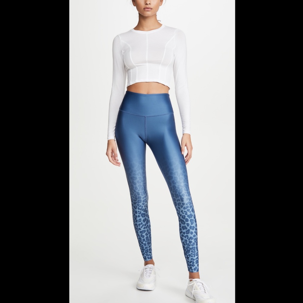 Good American Essentials tonal ombré leopard leggings workout pants shiny 4 XL